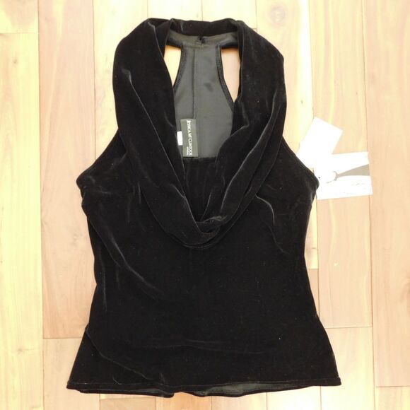 Vintage Medium Jessica McClintock Black Velvet Top Formal Racerback Cowl Y2K NWT - Picture 6 of 12